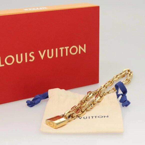 LOUIS VUITTON Necklace LV Edge Chain Cadena GP Necklace Gold - Picture 16 of 16